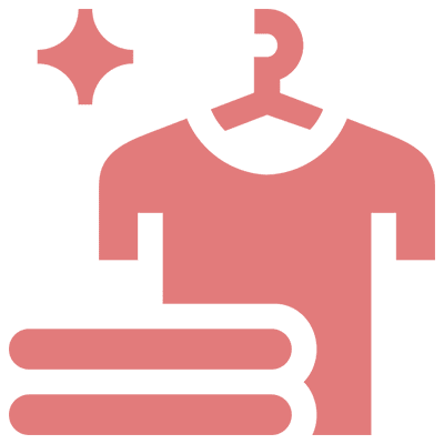 Hanging shirt and folded towels icon.