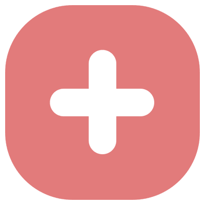 Red square with black plus sign.