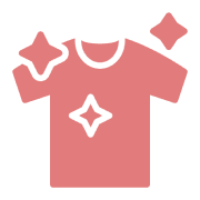 Red shirt icon with star designs.
